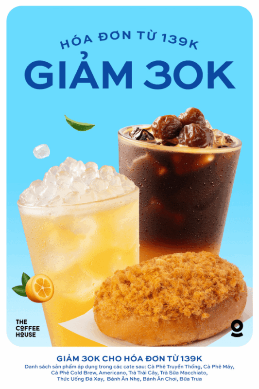 the coffee house voucher giảm 30k